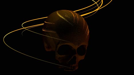 golden skull with glowing lines