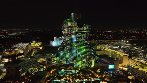 aerial view of lighthshow at the hard rock hotel in hollywood miami florida