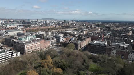 drone shot of dublin city centre