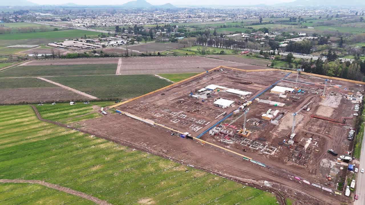 Construction of houses. Buildings in La Platina, La Pintana commune, metropolitan region, Santiago de Chile