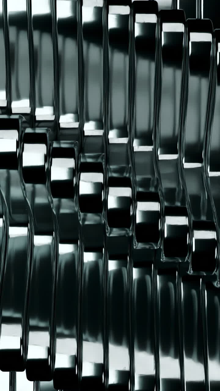 Reflective Chrome Rods Weaving In Formation Tight Lattice Of Polished Metal Bars With High Contrast Highlights