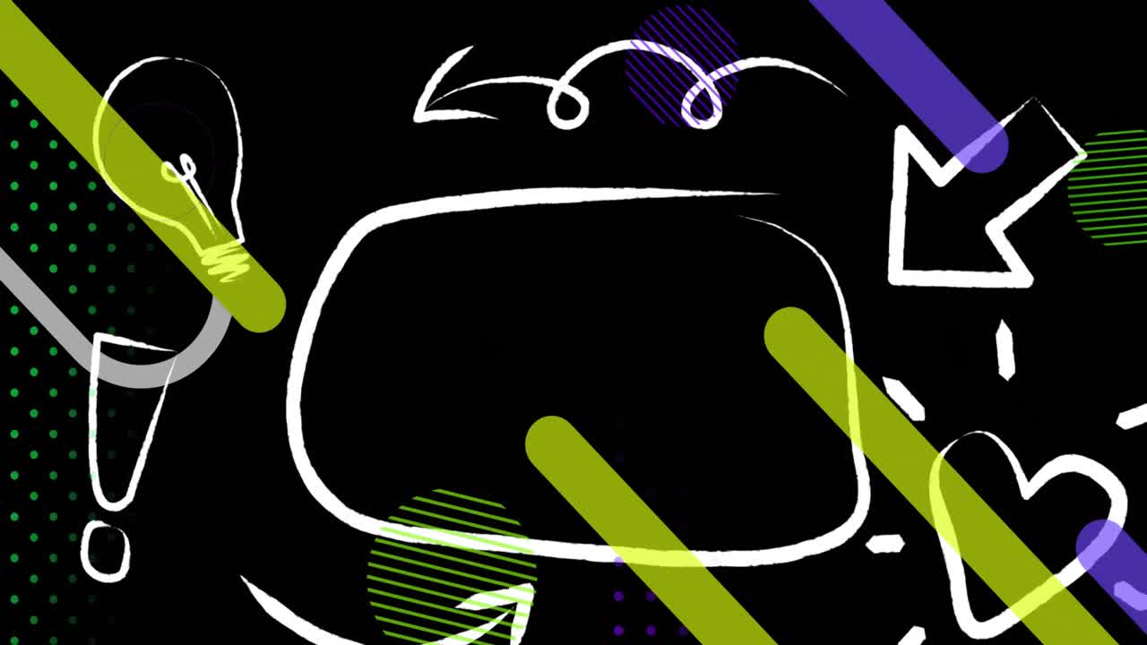 복사 공간, 박동하는 모양 및 검은색에 움직이는 아이콘과 함께 음성 버블의 애니메이션