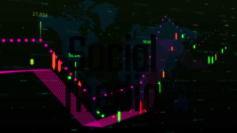 animación de texto y gráficos de redes sociales que se mueven sobre un fondo negro
