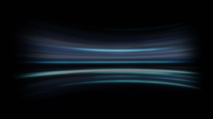 An abstract loop of glowing blue lines arranged in a wave-like pattern on a black background