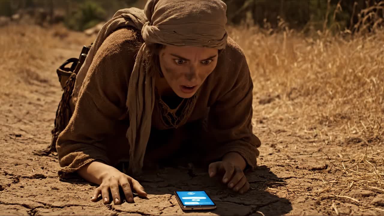 Woman in Desert Finds Smartphone