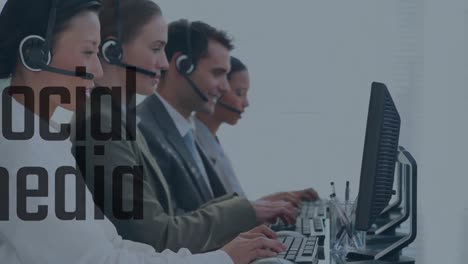 animazione del cambio di numeri e telefono su cuffie per telefoni aziendali