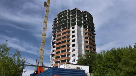 construction of a high-rise building with crane