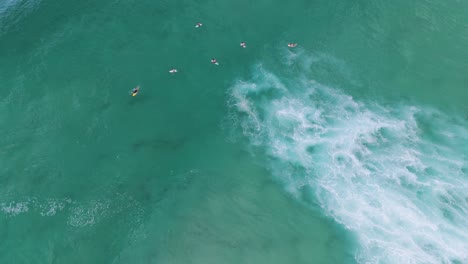 surfers enjoying waves at byron bay beach