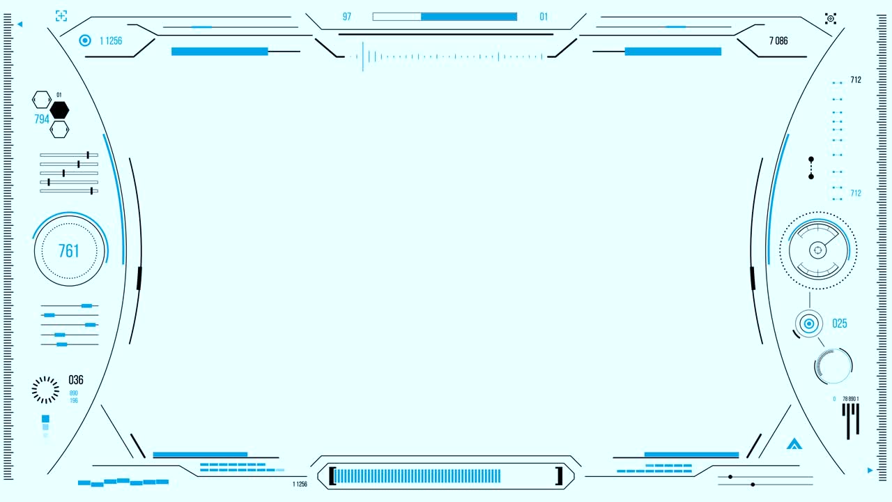 Futuristic user interface with HUD and infographic elements.