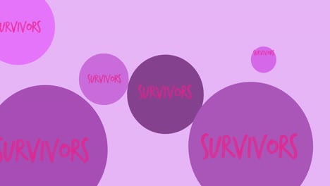 animación de múltiples textos de sobrevivientes rosados que aparecen sobre un fondo blanco