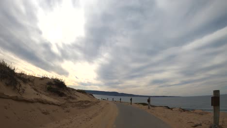 a scenic coastal bike trail in monterey bay, california