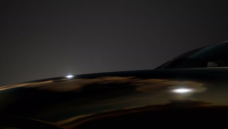 luxury sport car in dark studio with bright lights