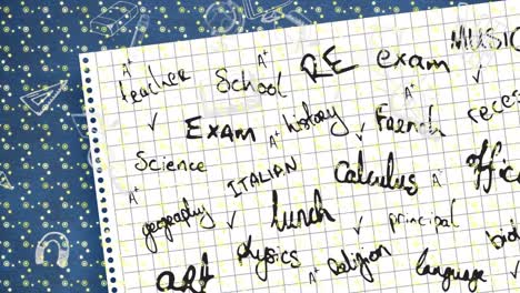 animazione di icone scolastiche su testi scolastici