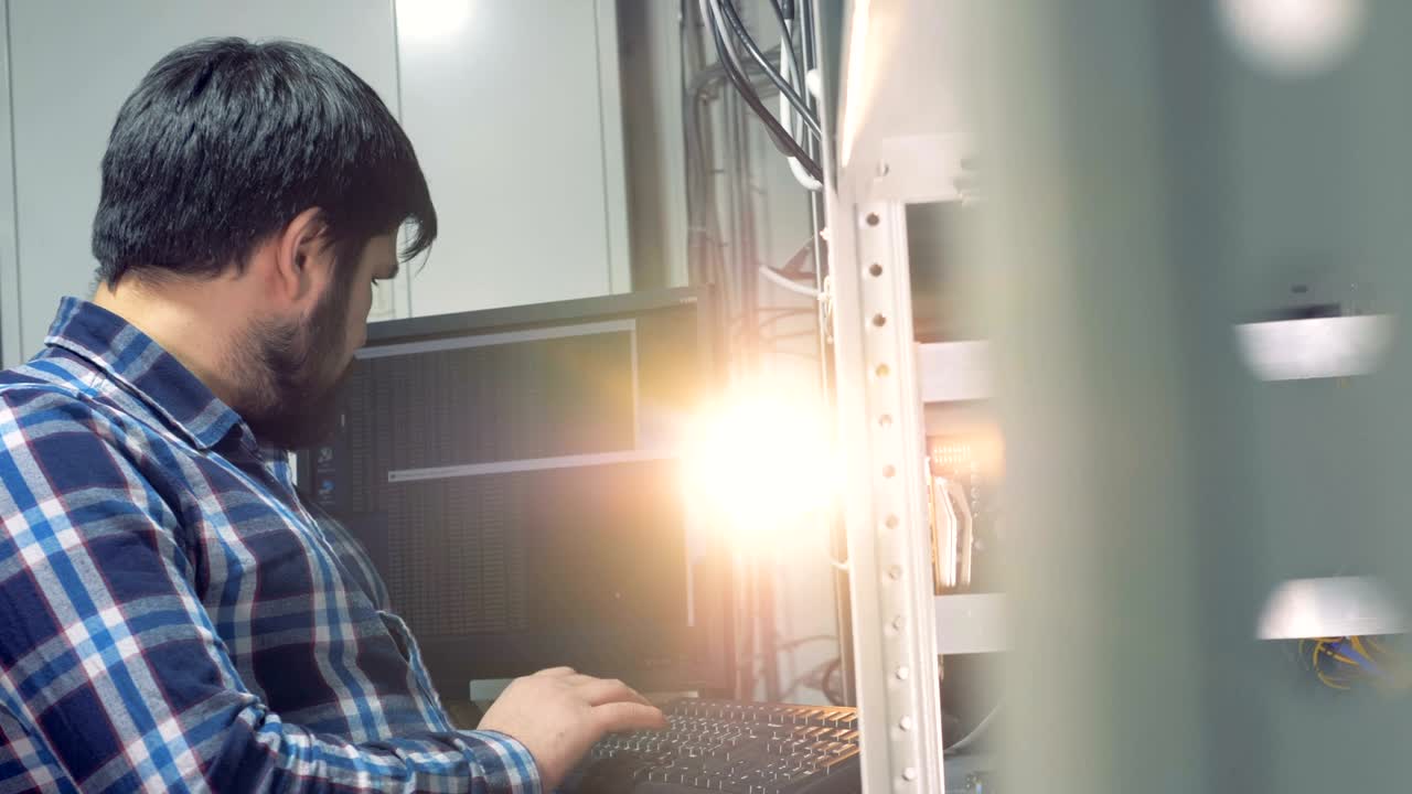 Male adult person is mining cryptocurrency
