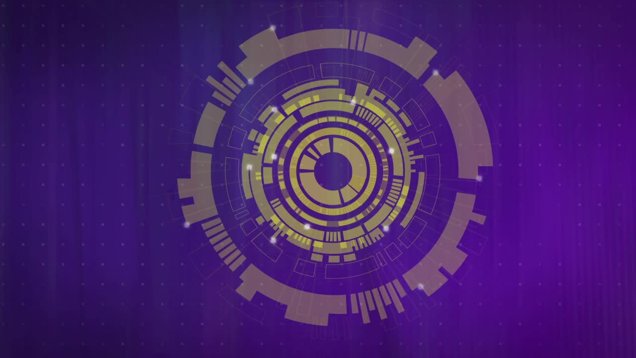 Numeric labels appearing, radial HUD rotating pulsing sliding right revealing bars showing trends