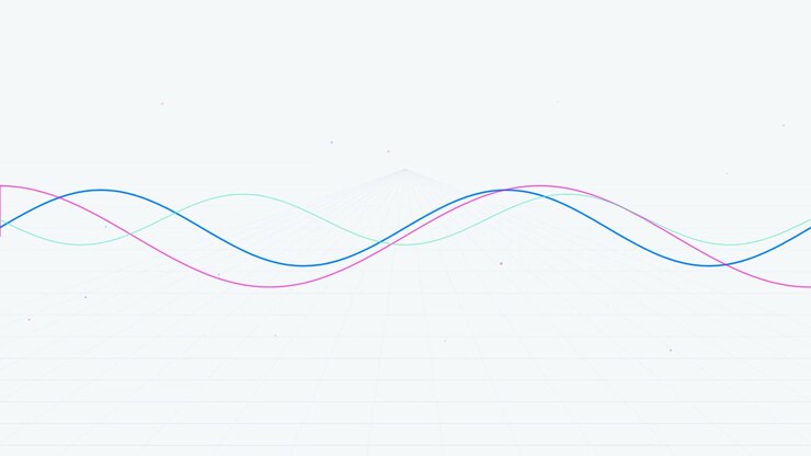 Abstract Animated Sine Waves Moving on a Grid Background