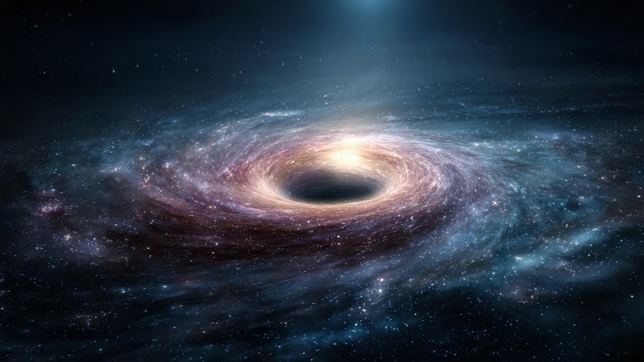 A breathtaking view of a swirling cosmic black hole, surrounded by a stunning array of stars and galaxies, showcasing the mysteries and beauty of the universe in stunning detail