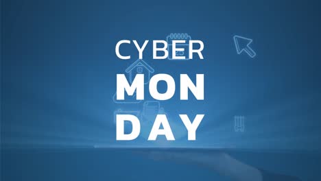 cyber monday text against various vector icons 4k