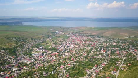 aerial view of babadag, a small town in the wild balkans, romania