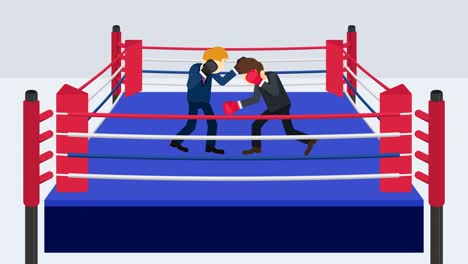 business man battle in boxing gloves. business competition concept. loop illustration in flat style.