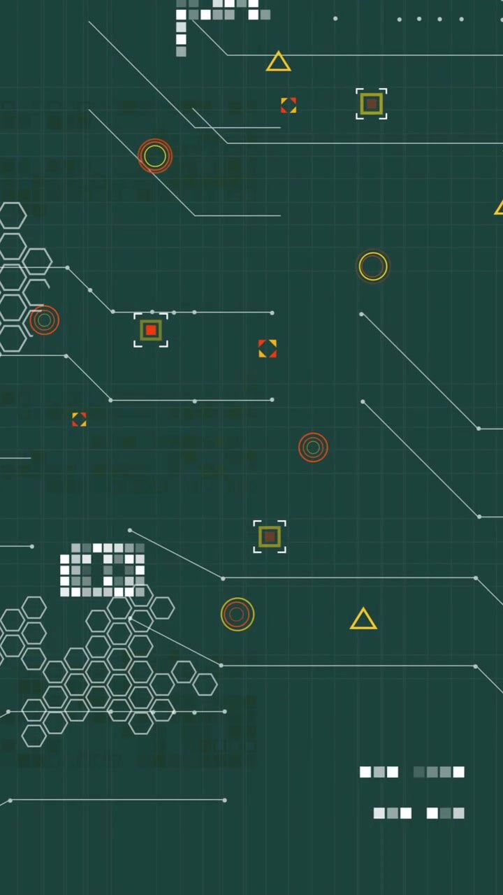 Animation of scientific data processing over black background
