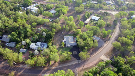 aerial drone luxurious property in residential neighbourhood suburb