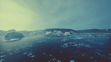 arctic nature landscape with icebergs in greenland icefjord