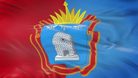 tambov oblast (federal subject of russia) flag waving in the wind with highly detailed fabric texture. seamless loop