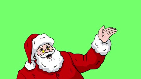 santa claus laughs and raises his hand