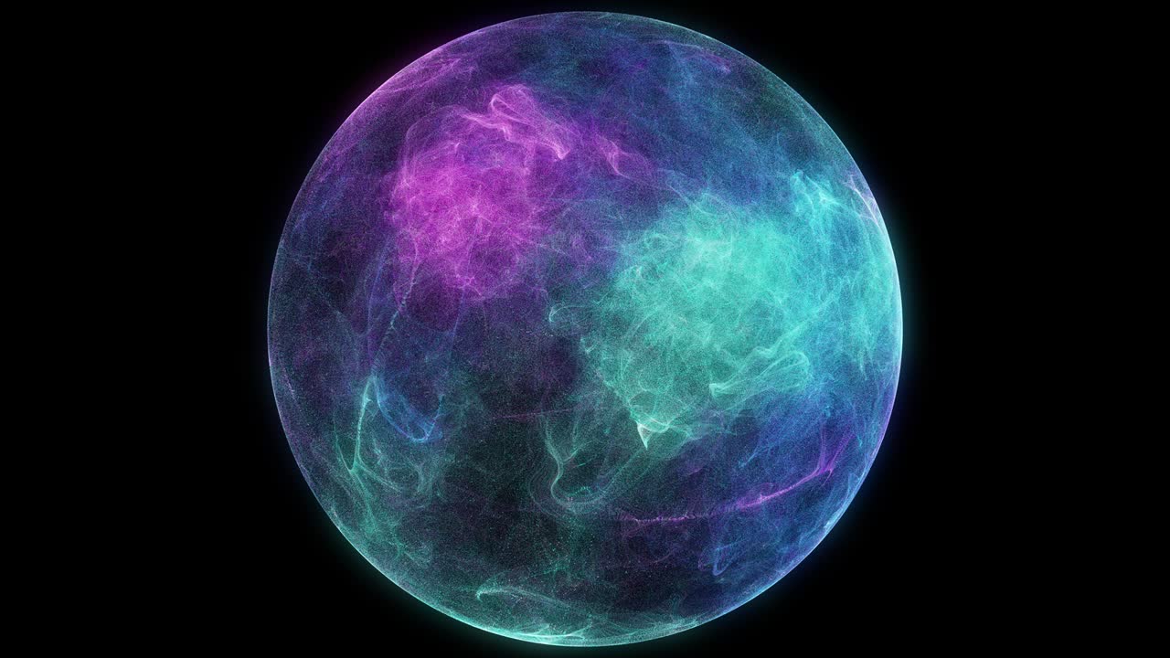 абстрактная сфера частиц, научный фон. виртуальный поток большая визуализация бинарных данных.