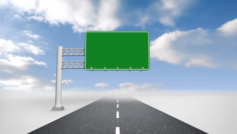 green billboard against blue sky