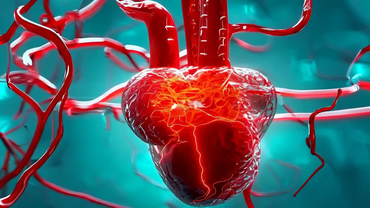 un corazón rojo con venas rojas en el medio