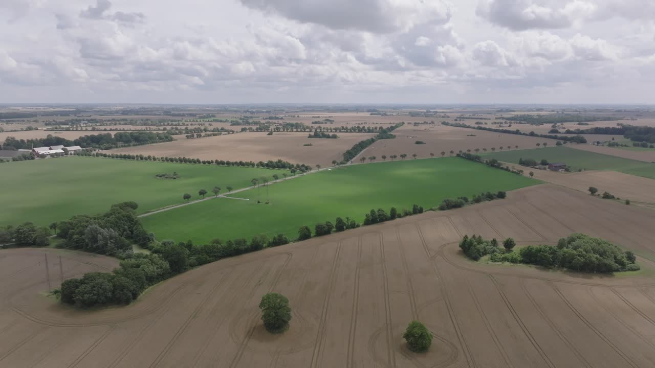 Aerial View Of Agricultural Fields On Sunny Day In Sweden
