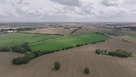 Aerial-View-Of-Agricultural-Fields-On-Sunny-Day-In-Sweden