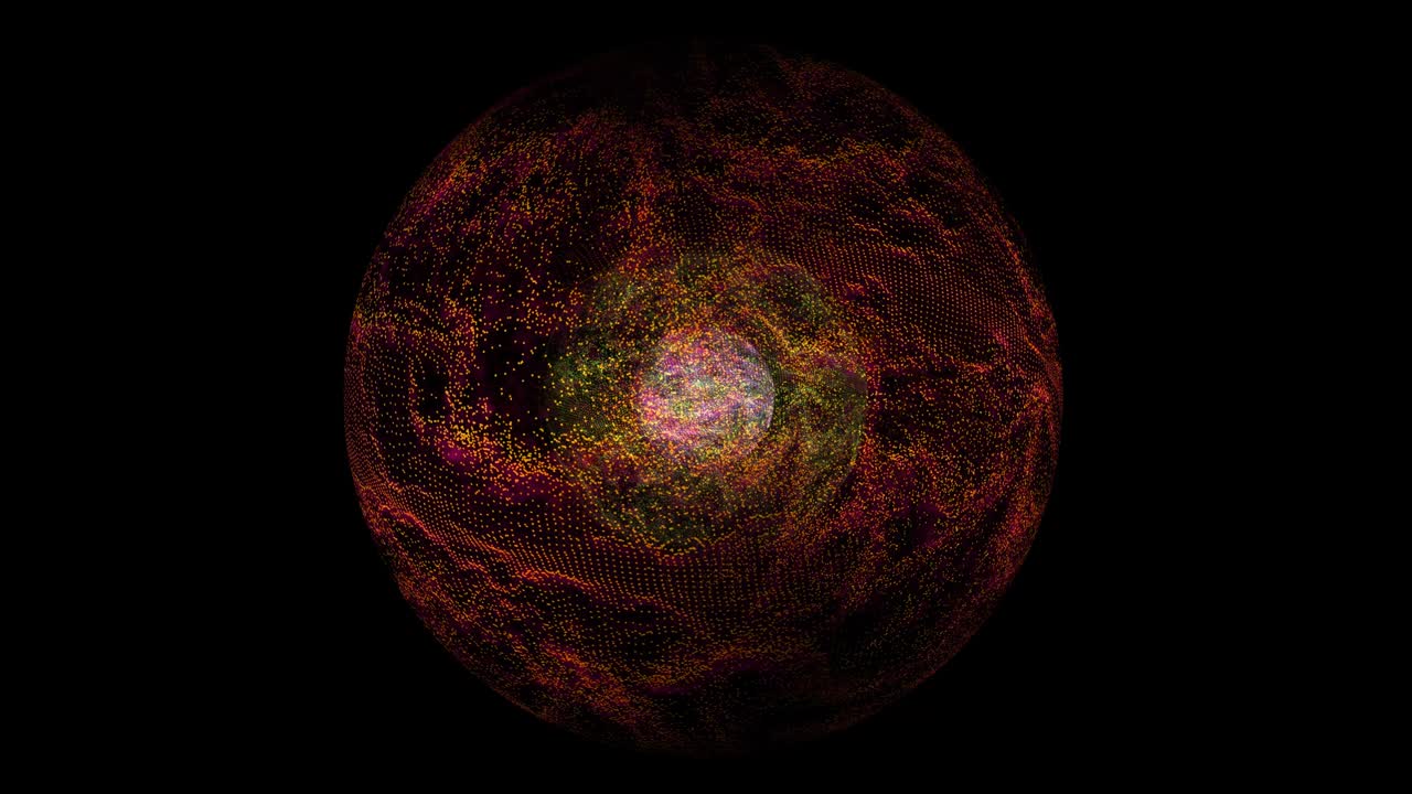 núcleo abstractamente colorido, tecnología de onda de visualización digital esfera de energía violeta superficie y arco iris poderoso crear fuera