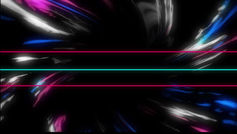animación de líneas y luces coloridas sobre un fondo negro