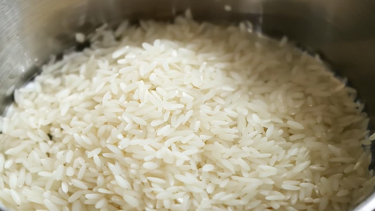 primer plano de arroz blanco