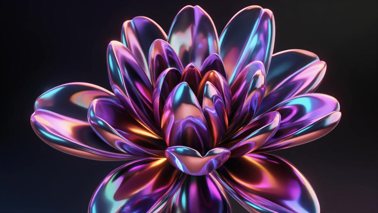 Abstract Metallic Flower Blooming in Slow Motion