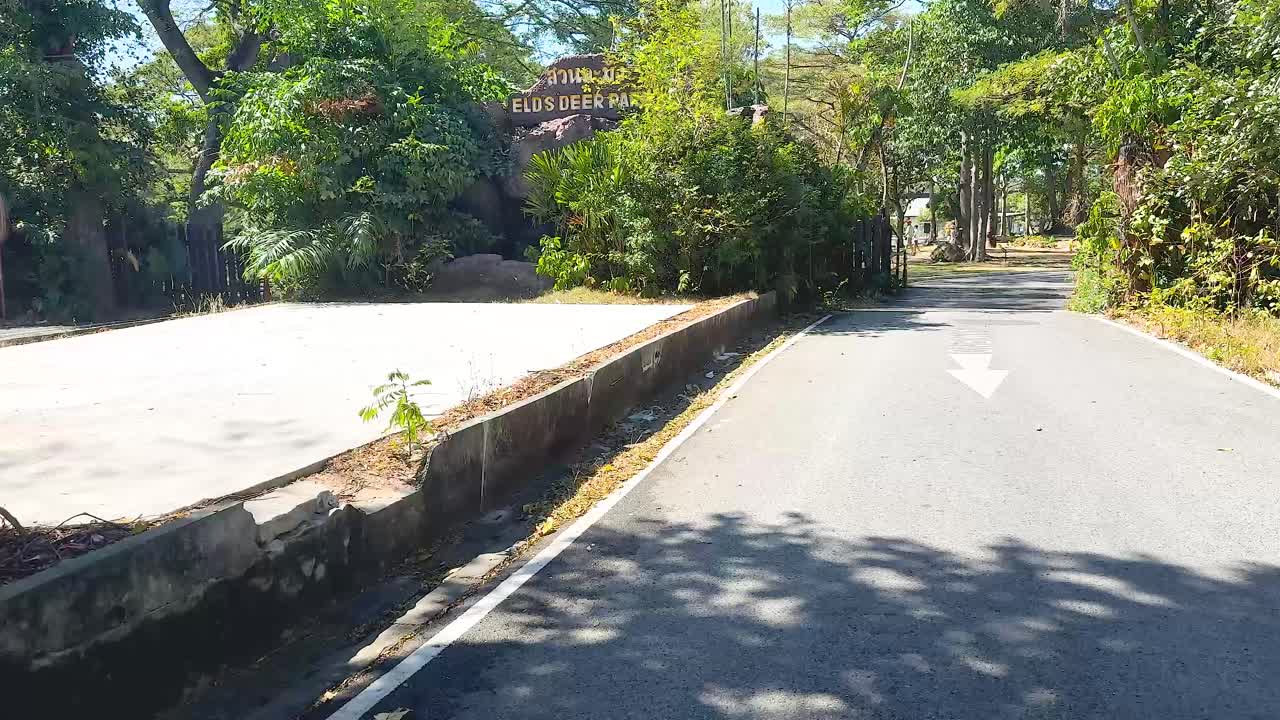 열차 가 울창 한 동물원 주변 을 지나간다