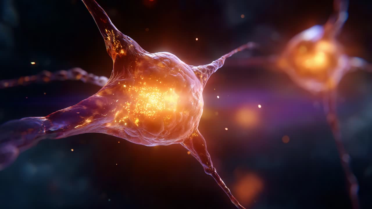 Intricate Visualization of Neural Connections: The Dynamic Activity of Neurons Illuminated Against a Dark Background in a Stunning Graphic Representation