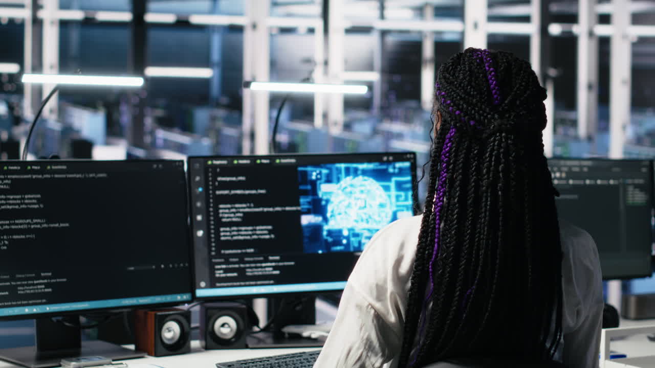 Technicians In Data Center Review Ai Diagnostics, Analyzing Neural Networks