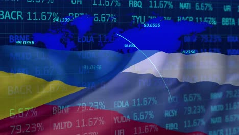 Animación-Del-Procesamiento-De-Datos-Financieros-Sobre-Banderas-De-Rusia-Y-Ucrania.