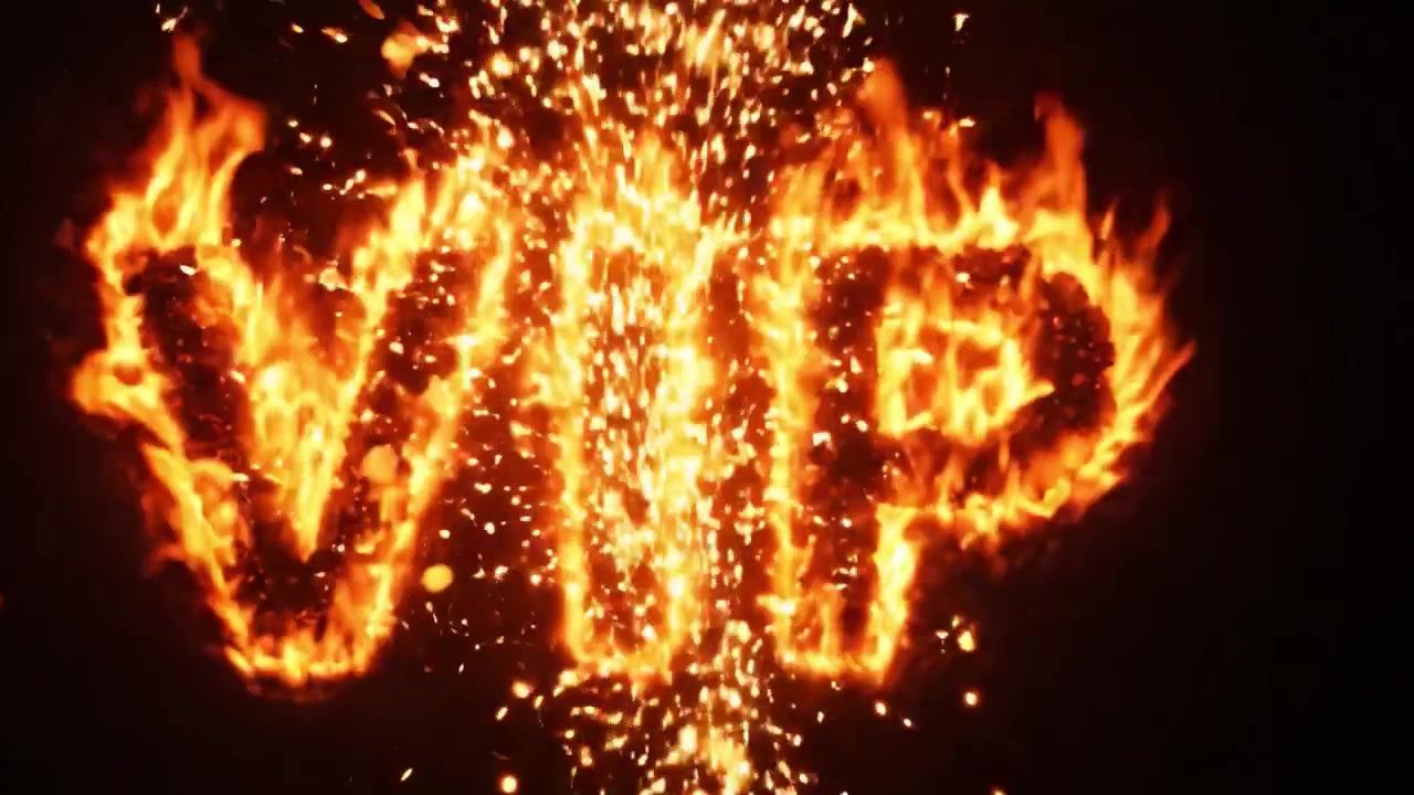 A Spectacular Display of Fiery Flames Forming the Letters 'VIP', Capturing the Essence of Exclusivity and Celebration in a Captivating Visual Experience