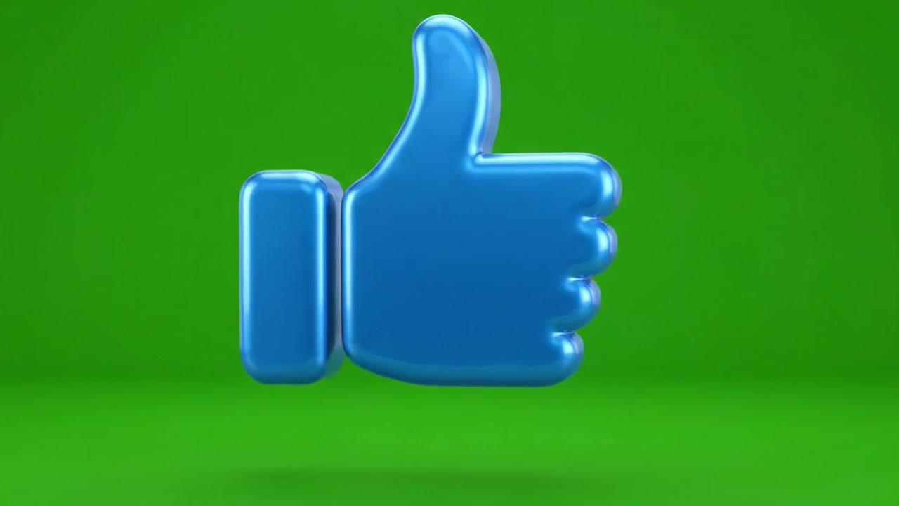 Um Ícone de Polegar para Cima Azul Vibrante Contra um Fundo Verde Brilhante, Simbolizando Positividade, Aprovação e Encorajamento na Comunicação Digital e Interação em Mídias Sociais