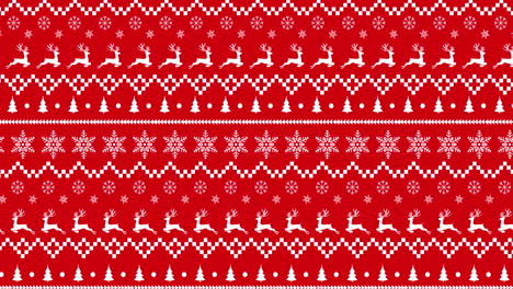 traditional christmas pattern with reindeers and stars moving against red background