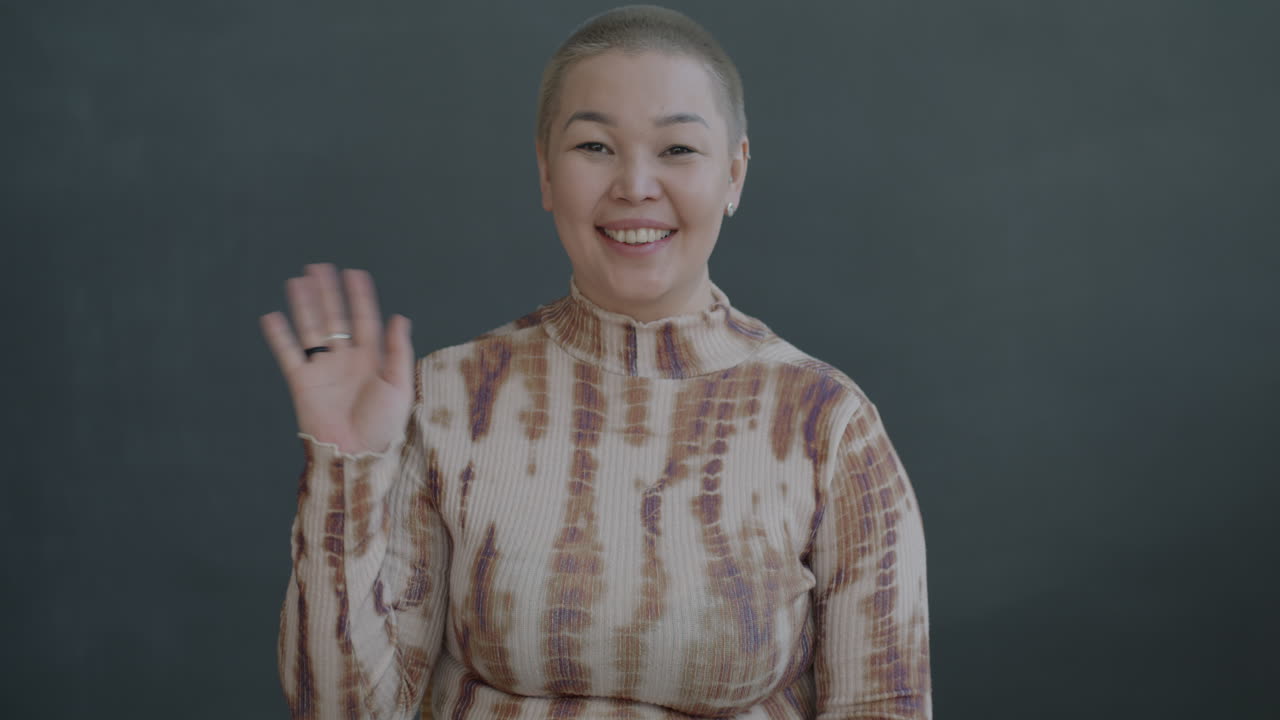 Happy Woman in Tie-Dye Sweater