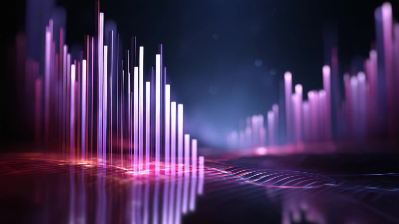 Dynamic Representation of Sound Waves in Vibrant Colors Showcasing the Interaction of Light and Music Through Colorful Spectral Visualization Effects