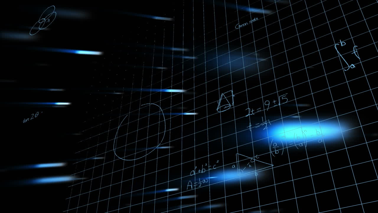 Glowing lights and mathematical equations