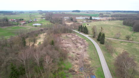 forest clearance - deforestation area near the road in the countryside