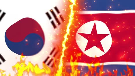 남한 대 북한 발 화재 루프 애니메이션